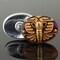 29x22mm Oval Art Deco Butterfly Purple Blue Iridescent Finish with Gold Wash and Gold Paint - Czech Glass Buttons